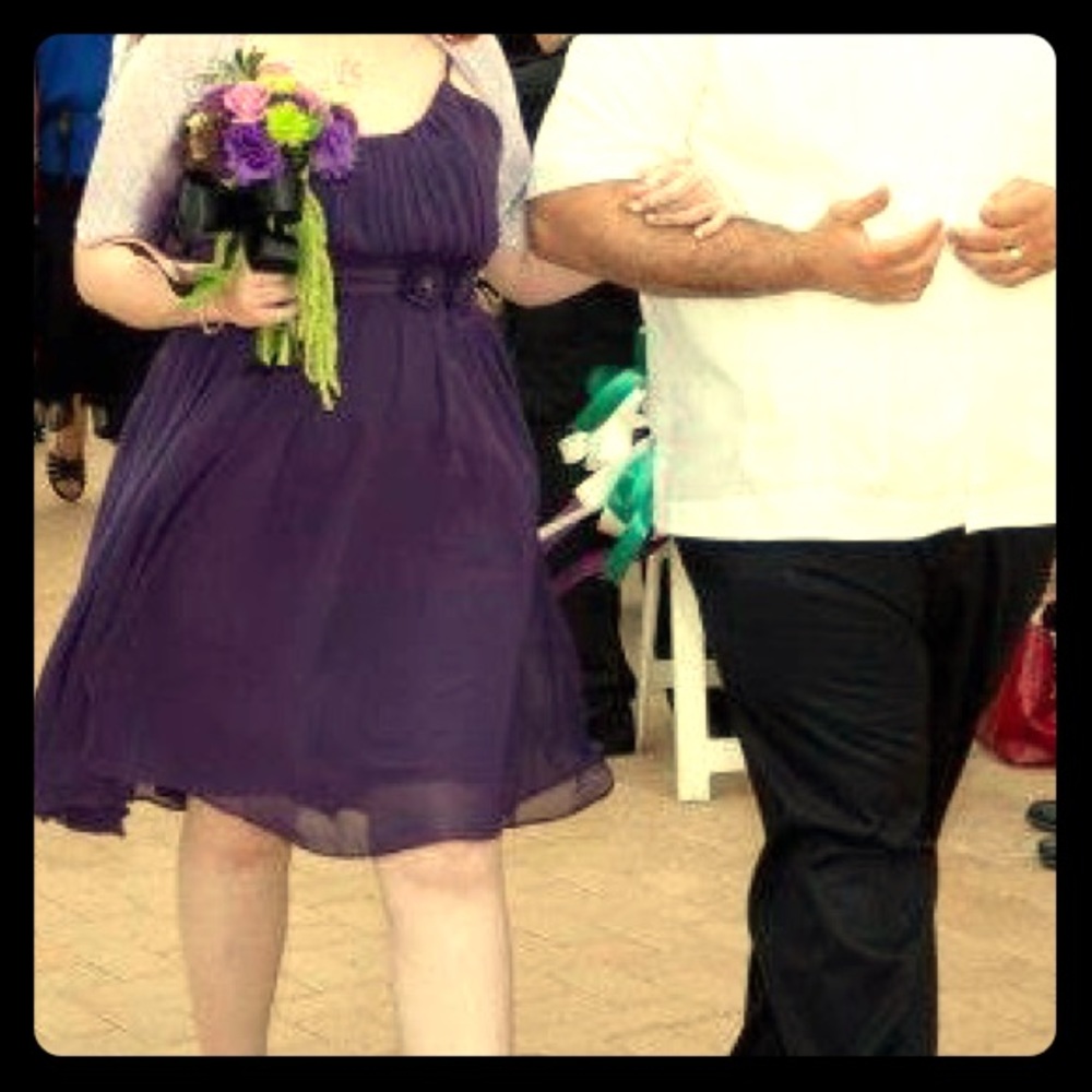 David’s Bridal Eggplant Knee-length dress